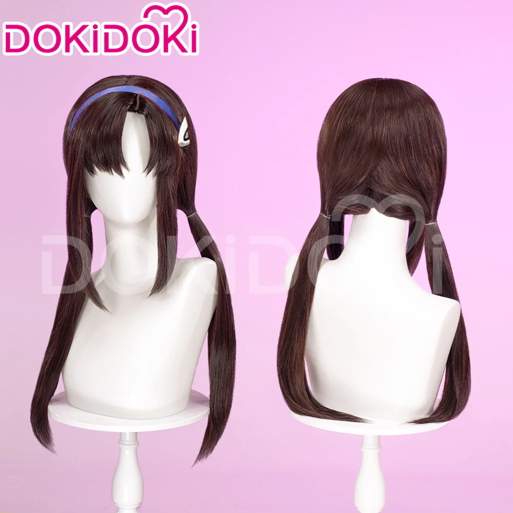【Darker Ver Ready For Ship】DokiDoki Anime Cosplay Wig Brown Long Hair Wig / Glasses