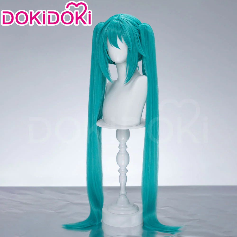 【Holographic Shimmer Fiber】【100 CM】DokiDoki Cosplay Wig Long Straight Green Blue Hair Twin Tails - Image 3