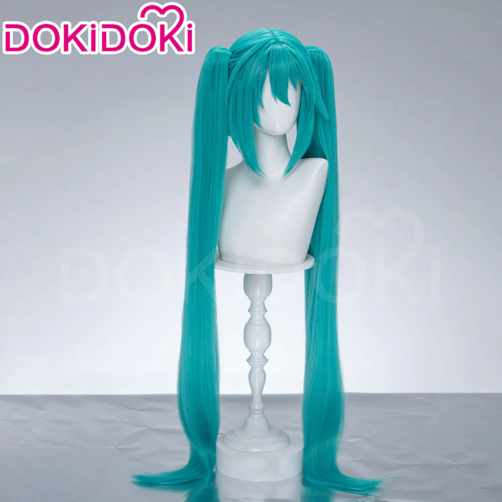 【Holographic Shimmer Fiber】【100 CM】DokiDoki Cosplay Wig Long Straight Green Blue Hair Twin Tails - Image 4