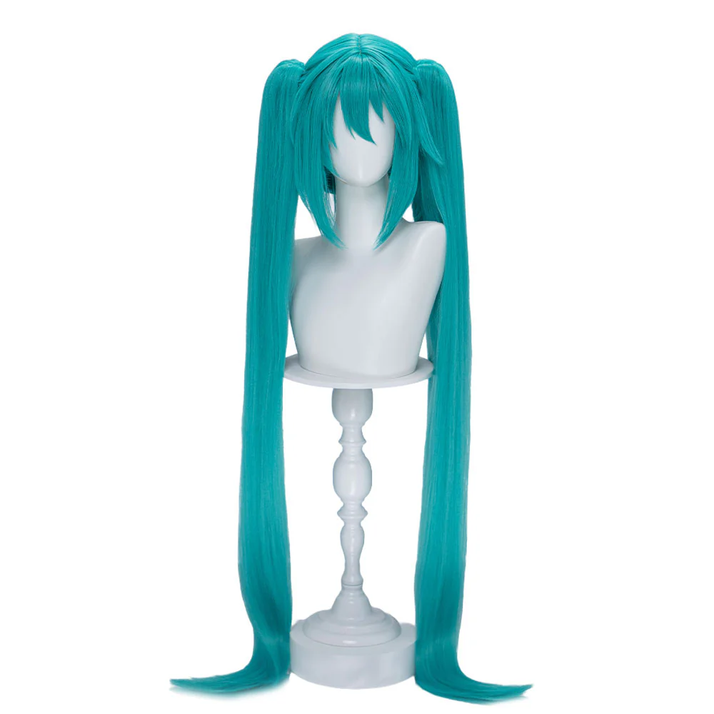 【Holographic Shimmer Fiber】【100 CM】DokiDoki Cosplay Wig Long Straight Green Blue Hair Twin Tails - Image 6