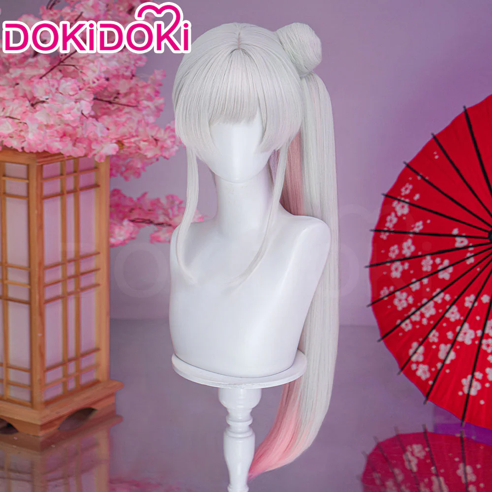 【120CM】DokiDoki Anime Cosmic Princess Kaguya! Cosplay Yachiyo Runami Wig Long Straight Sliver Pink Hair Twin Tails Side Ponytail - Image 10