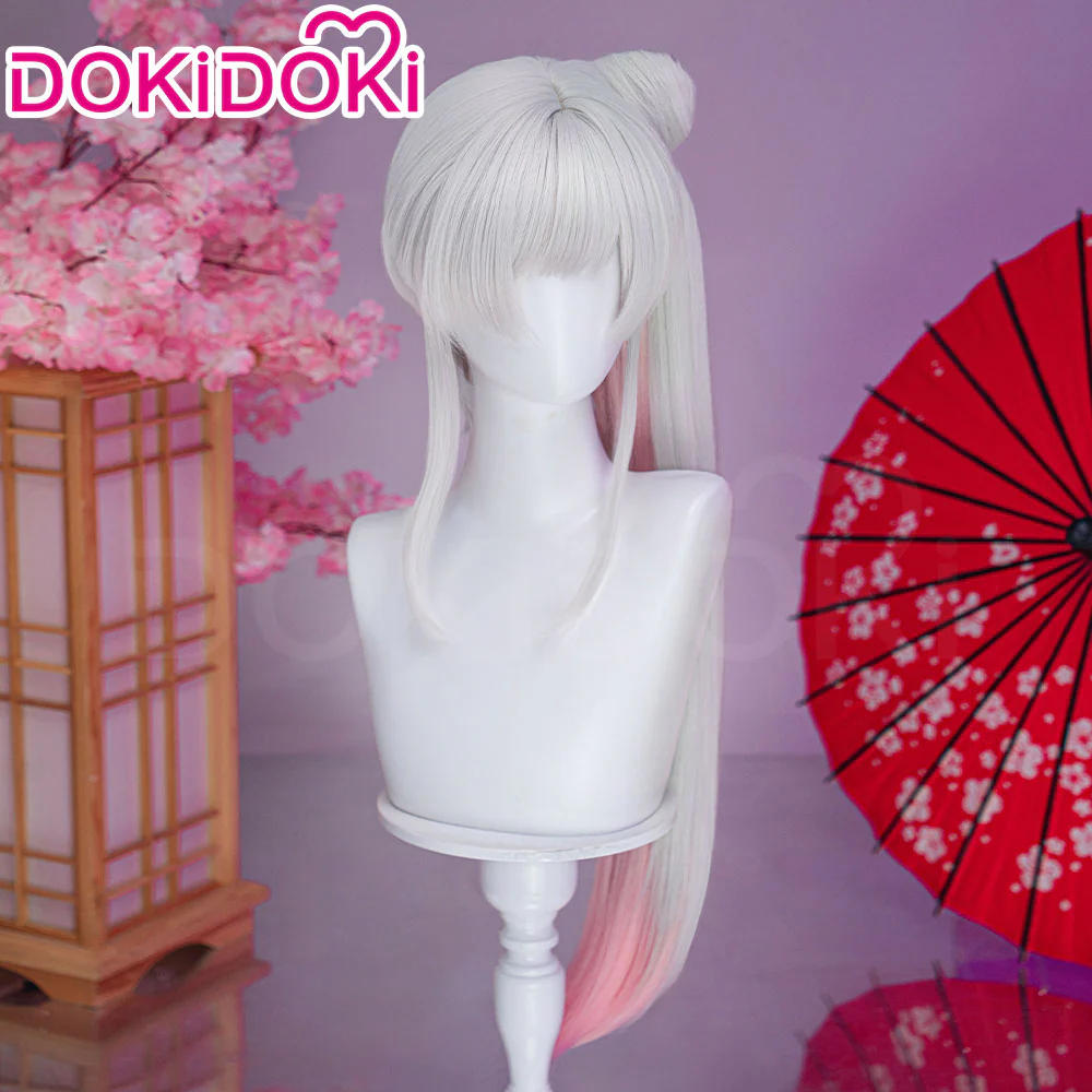 【120CM】DokiDoki Anime Cosmic Princess Kaguya! Cosplay Yachiyo Runami Wig Long Straight Sliver Pink Hair Twin Tails Side Ponytail - Image 11