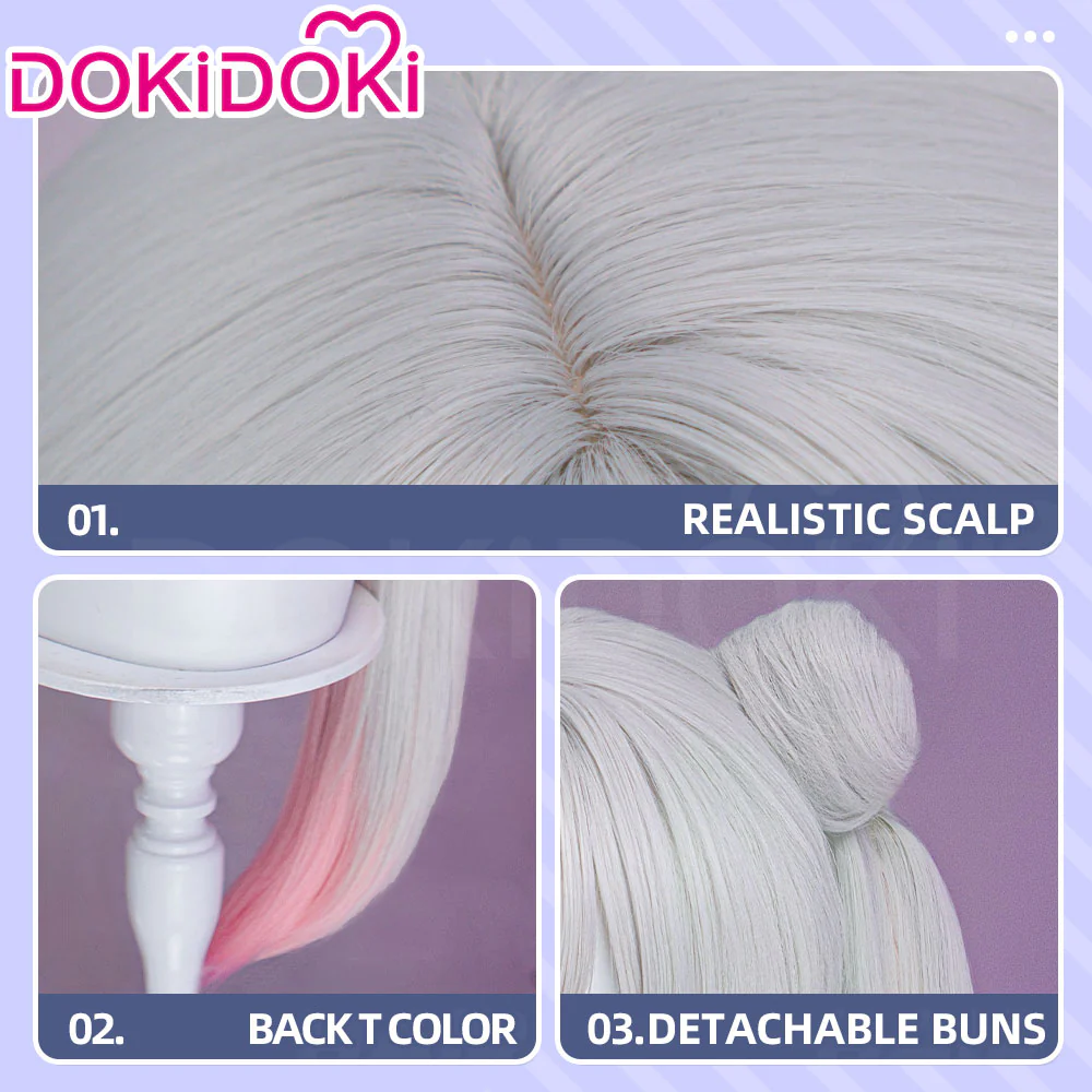 【120CM】DokiDoki Anime Cosmic Princess Kaguya! Cosplay Yachiyo Runami Wig Long Straight Sliver Pink Hair Twin Tails Side Ponytail - Image 12