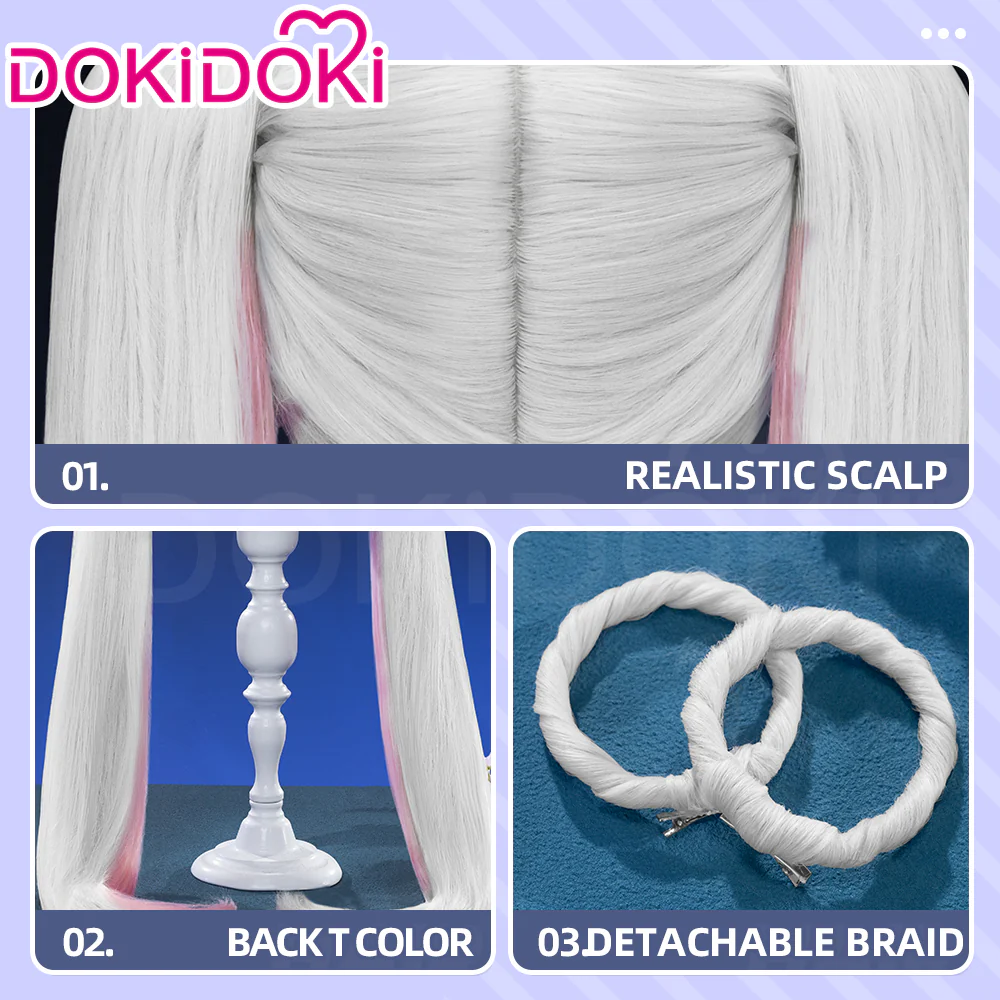 【120CM】DokiDoki Anime Cosmic Princess Kaguya! Cosplay Yachiyo Runami Wig Long Straight Sliver Pink Hair Twin Tails Side Ponytail - Image 7