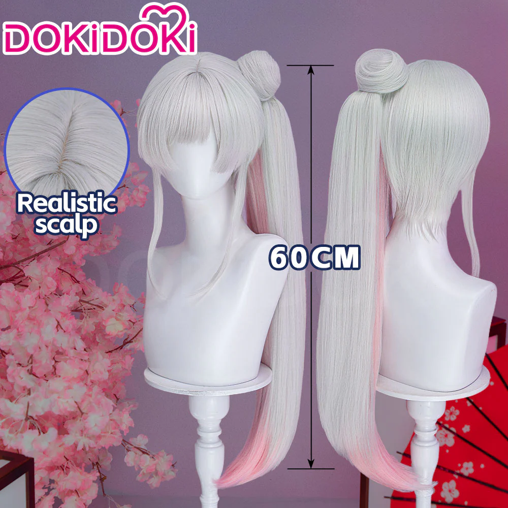 【120CM】DokiDoki Anime Cosmic Princess Kaguya! Cosplay Yachiyo Runami Wig Long Straight Sliver Pink Hair Twin Tails Side Ponytail - Image 9