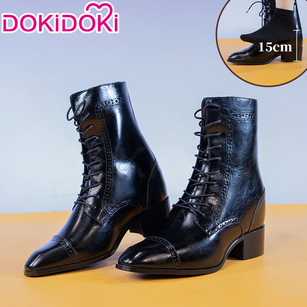 【15CM】DokiDoki Height Increasing Shoes / Elevator Shoes Black / Red Sole Bottom Leather Shoes - Image 3