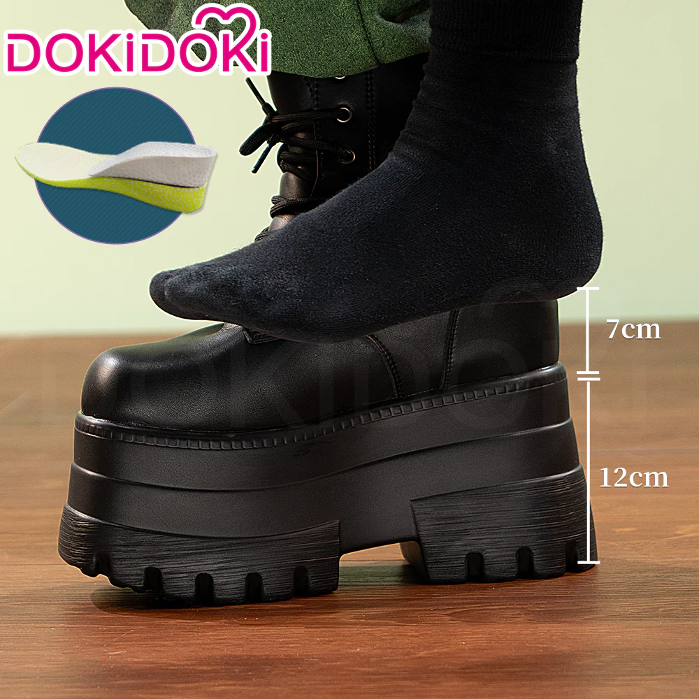 【19 CM】DokiDoki Height Increasing Shoes / Elevator Shoes Martin Boots Black White Invisible Thick-Soled 19 CM Platform Shoes - Image 2
