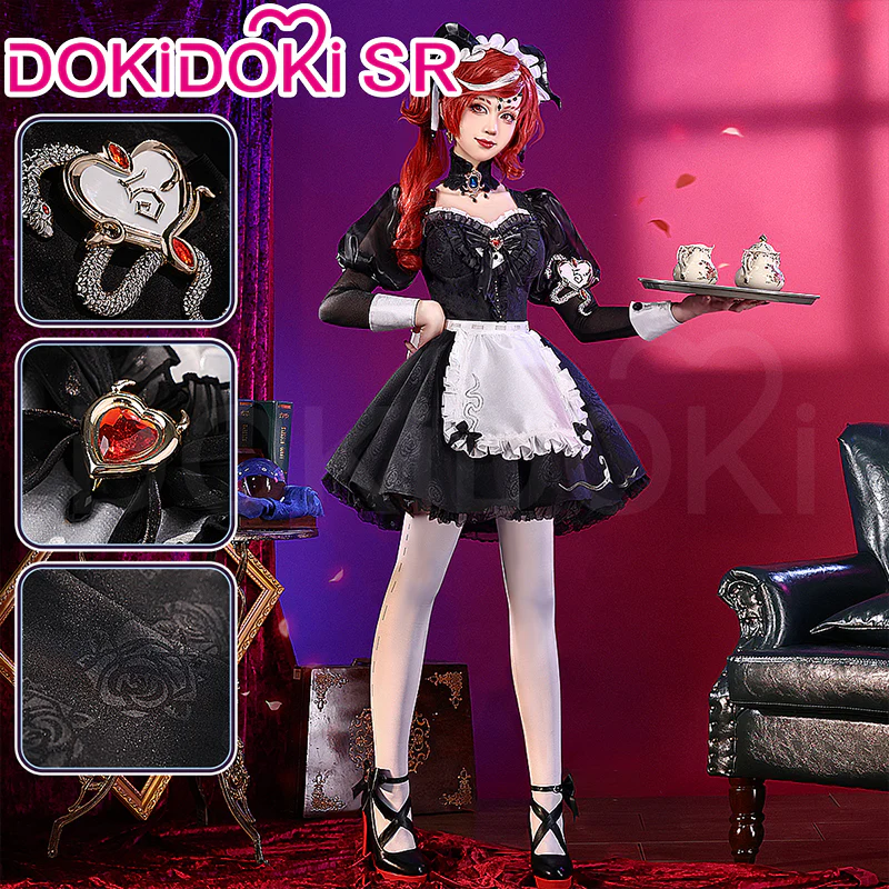 Dokidoki-SR Game Identity V Cosplay Priestess Fiona Gilman Costume/Shoes Crimson Skin Idv