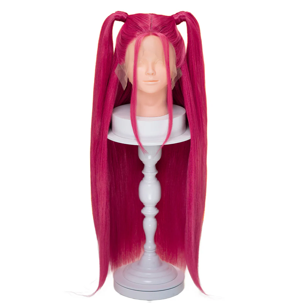 【Ready For Ship】【Last Batch】【80 CM】【Front Lace】【Kids Version】DokiDoki Movie Anime Cosplay Women Wig Long Pink Straight Hair Two Ponytails - Image 11