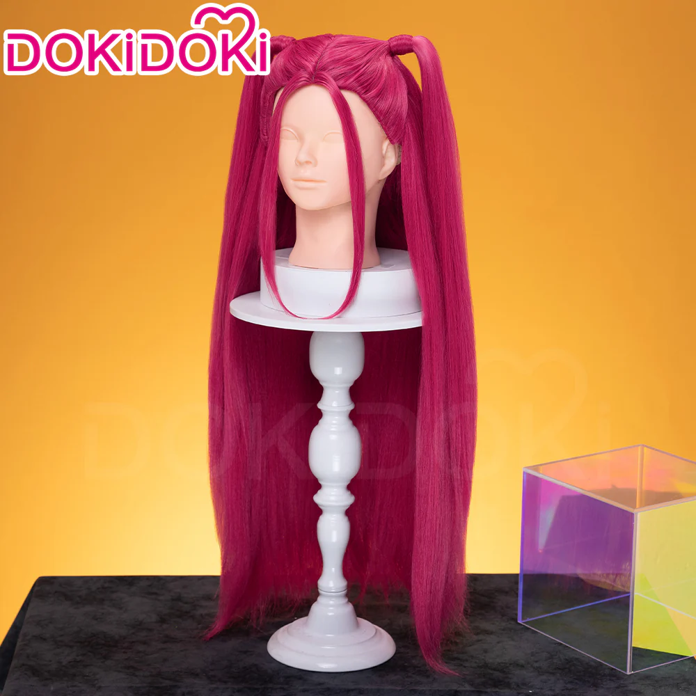 【Ready For Ship】【Last Batch】【80 CM】【Front Lace】【Kids Version】DokiDoki Movie Anime Cosplay Women Wig Long Pink Straight Hair Two Ponytails - Image 3