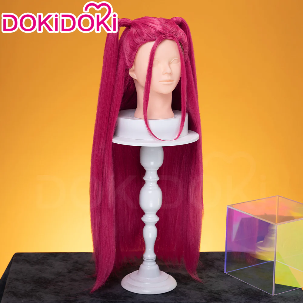 【Ready For Ship】【Last Batch】【80 CM】【Front Lace】【Kids Version】DokiDoki Movie Anime Cosplay Women Wig Long Pink Straight Hair Two Ponytails - Image 4