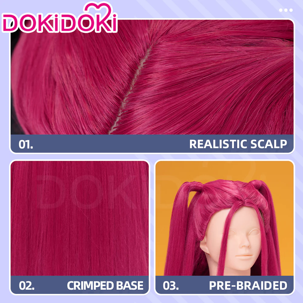 【Ready For Ship】【Last Batch】【80 CM】【Front Lace】【Kids Version】DokiDoki Movie Anime Cosplay Women Wig Long Pink Straight Hair Two Ponytails - Image 5