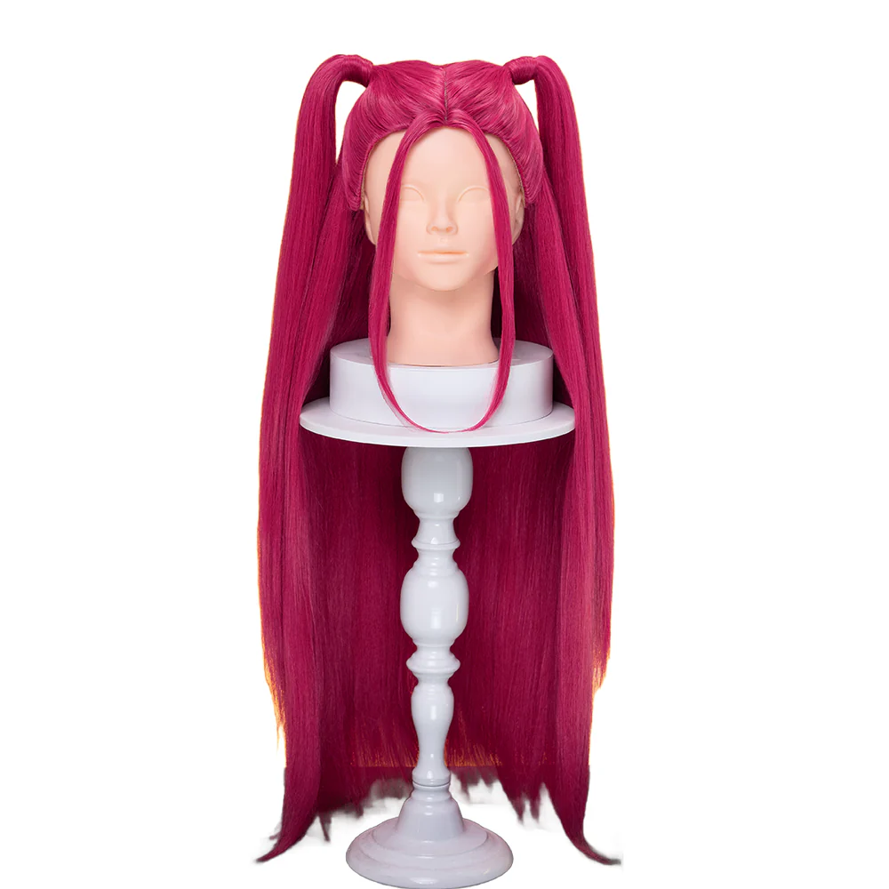 【Ready For Ship】【Last Batch】【80 CM】【Front Lace】【Kids Version】DokiDoki Movie Anime Cosplay Women Wig Long Pink Straight Hair Two Ponytails - Image 6