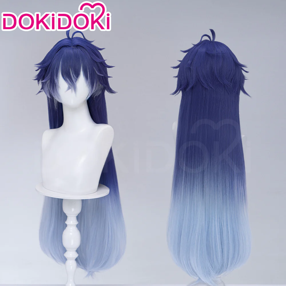 DokiDoki Game Genshin Impact Cosplay Flins Wig Long Blue Gradient Hair Song of the Welkin Moon - Image 10