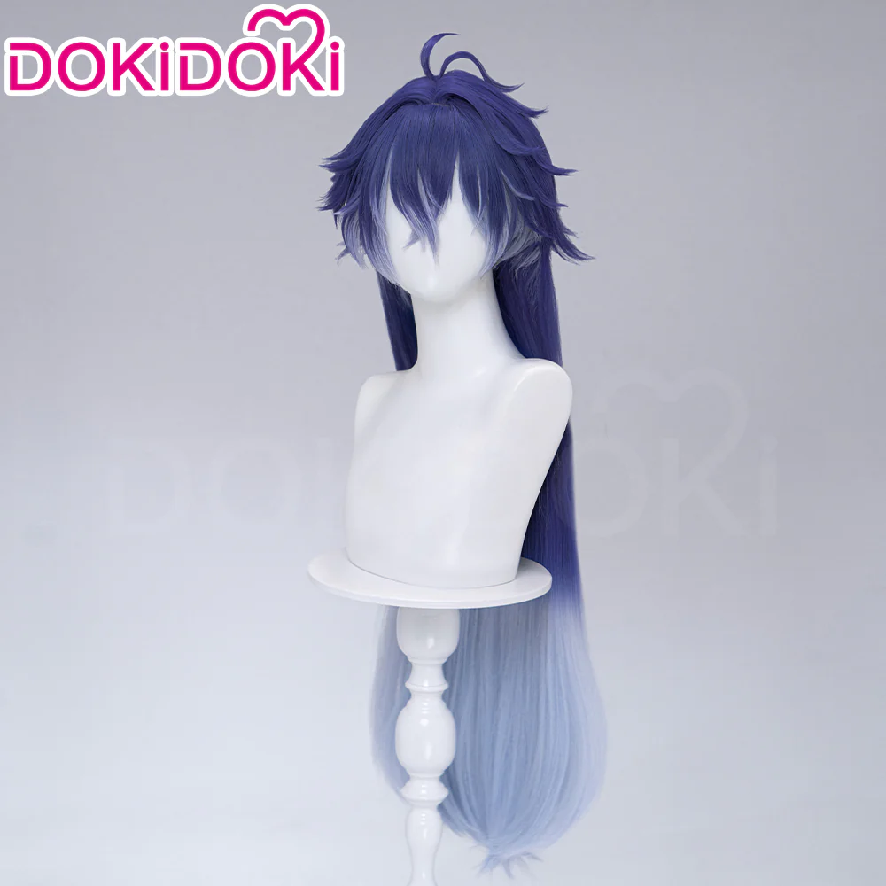 DokiDoki Game Genshin Impact Cosplay Flins Wig Long Blue Gradient Hair Song of the Welkin Moon - Image 11
