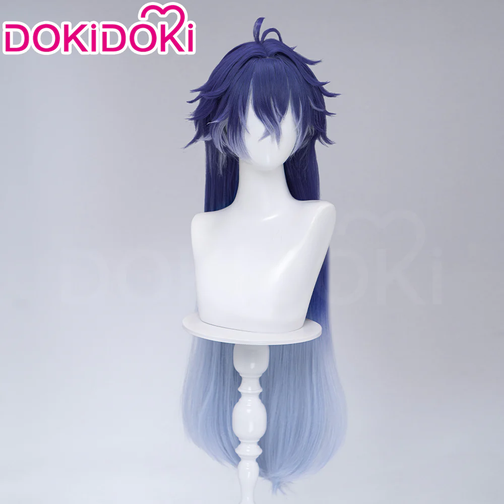 DokiDoki Game Genshin Impact Cosplay Flins Wig Long Blue Gradient Hair Song of the Welkin Moon - Image 12