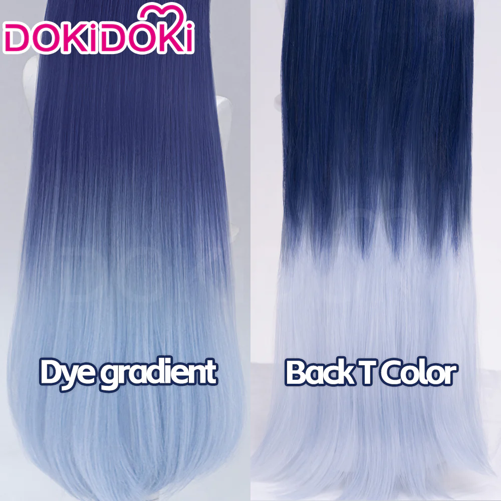 DokiDoki Game Genshin Impact Cosplay Flins Wig Long Blue Gradient Hair Song of the Welkin Moon - Image 16