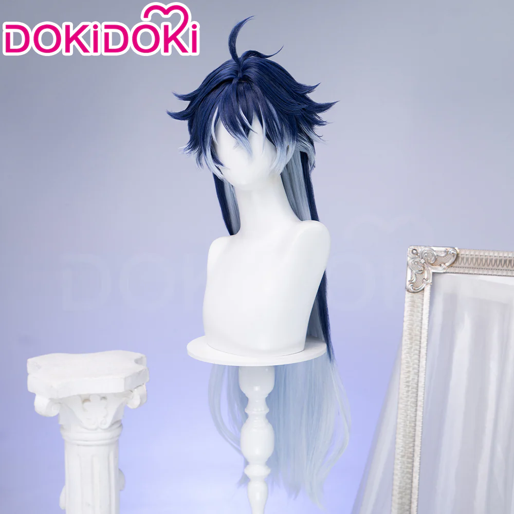 DokiDoki Game Genshin Impact Cosplay Flins Wig Long Blue Gradient Hair Song of the Welkin Moon - Image 4
