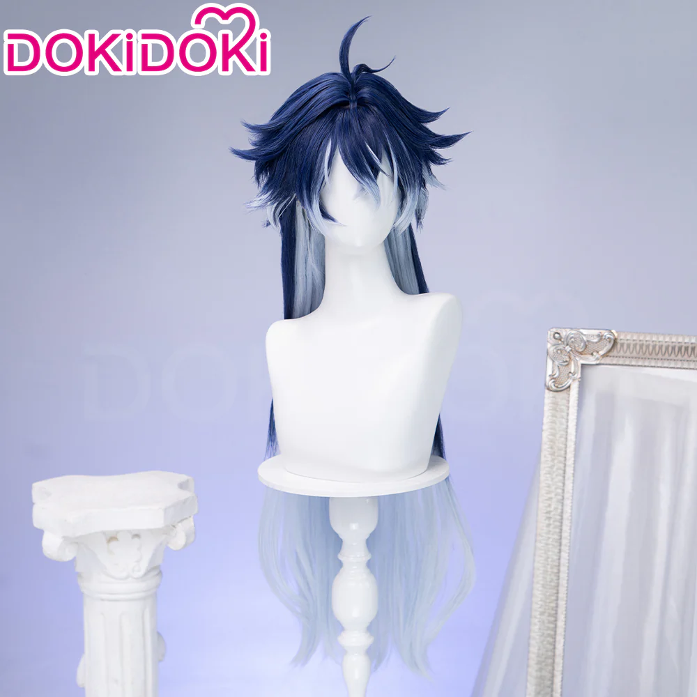 DokiDoki Game Genshin Impact Cosplay Flins Wig Long Blue Gradient Hair Song of the Welkin Moon - Image 5