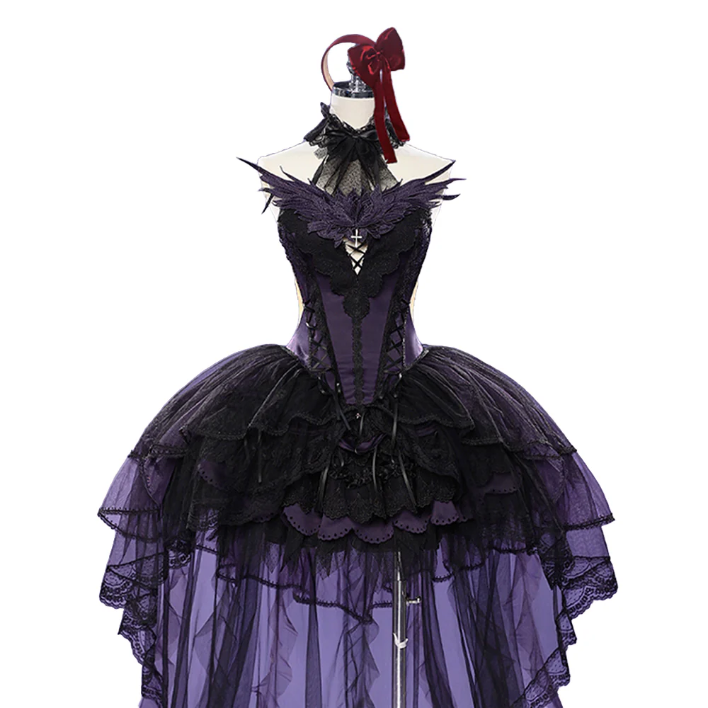 DokiDoki-R Anime Cosplay Goddess / Devil Costume Dress Doujin Purple / White - Image 9