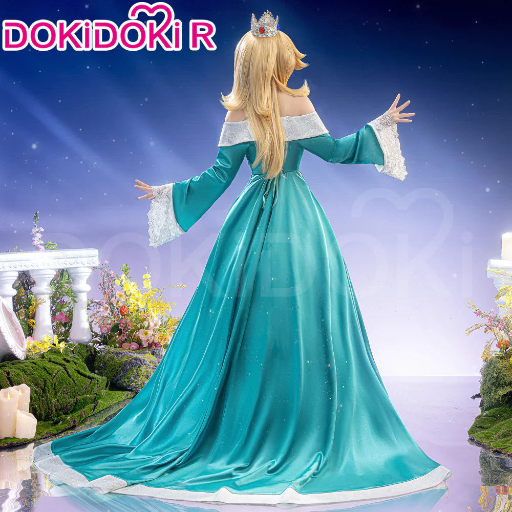 【Glowing】【Size S-3XL】DokiDoki-R Movie Cosplay Cosplay Costume Blue Princess Dress With Magic Staff / Crown - Image 3