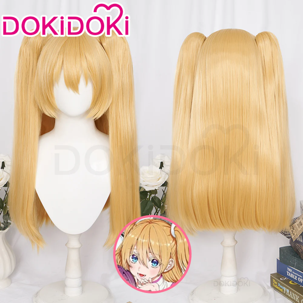 【Ready For Ship】DokiDoki Anime Ririsa Of 2.5 Dimension Cosplay Ririsa Amano Wig Long Straight Yellow Hair