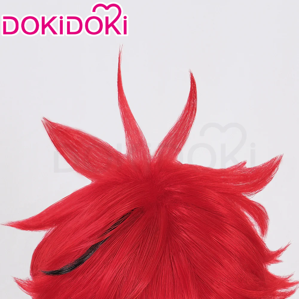 【Ready For Ship】DokiDoki Anime Gokurakugai Cosplay Alma Wig Short Curly Red Red Highlight Hair - Image 4