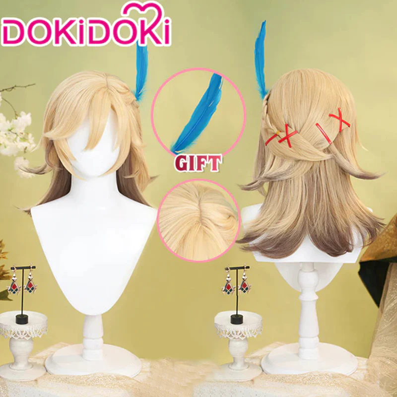 【US/EU LOCAL SHIPPING 】DokiDoki Game Genshin Impact Cosplay Kaveh Cosplay Short Blonde Wig / Earrings - Image 2