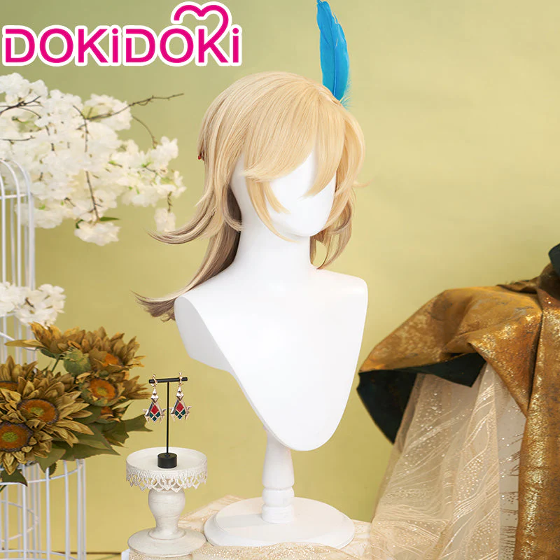 【US/EU LOCAL SHIPPING 】DokiDoki Game Genshin Impact Cosplay Kaveh Cosplay Short Blonde Wig / Earrings - Image 3