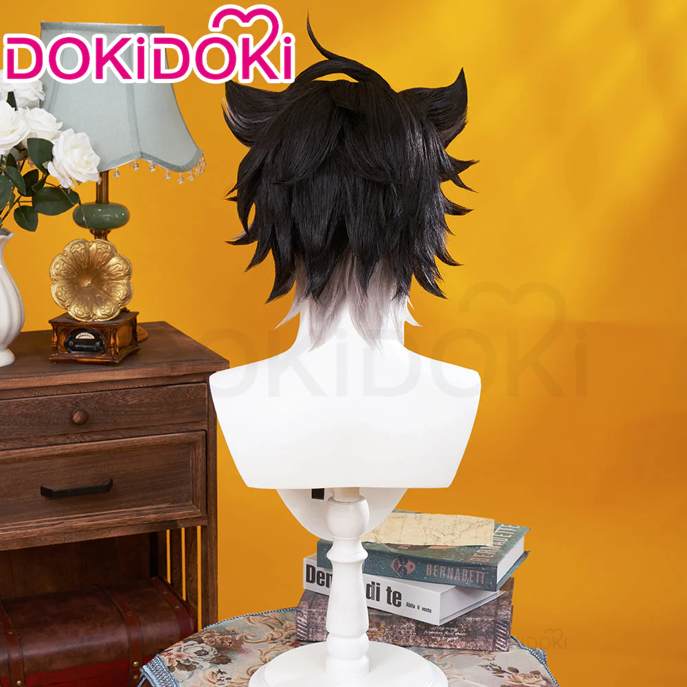 【US/EU LOCAL SHIPPING】【DokiDoki Game Genshin Impact Cosplay Fontaine Wriothesley Wig Short Black Grey - Image 4