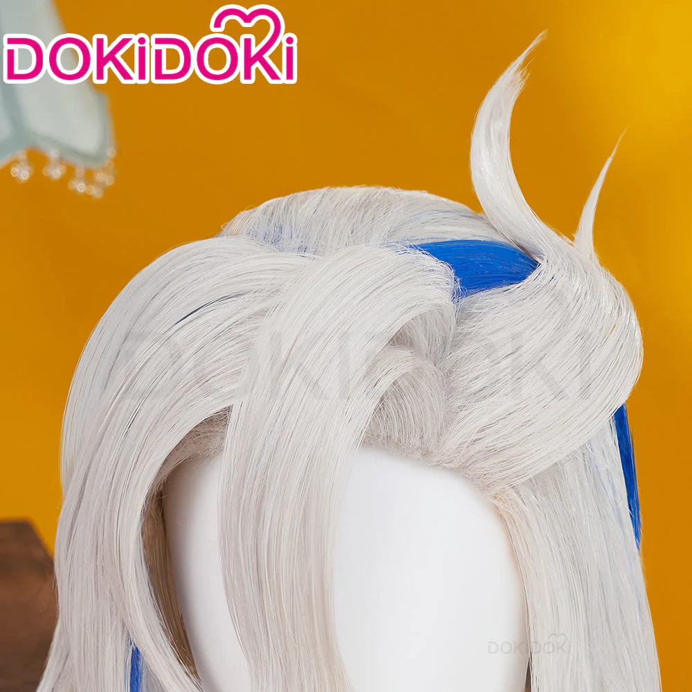 【US/EU LOCAL SHIPPING 】DokiDoki Game Genshin Impact Cosplay Fontaine Neuvillette Wig Long Grey Blue Highlight - Image 5
