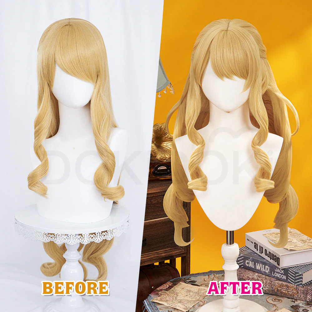【US/EU LOCAL SHIPPING 】DokiDoki Game Genshin Impact Wig Cosplay Fontaine Navia Cosplay Wig Long Curly Yellow Hair - Image 3