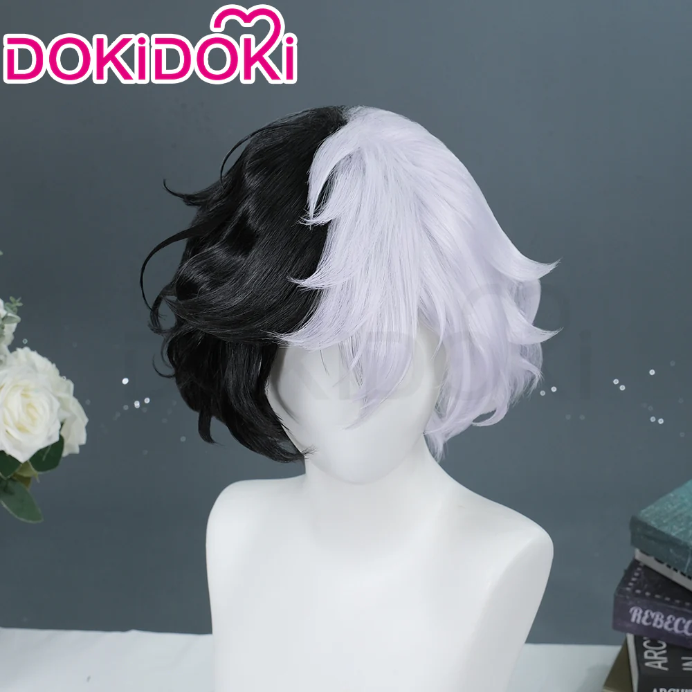 【Ready For Ship】DokiDoki Anime Cosplay Wig Short Black& White Hair Q - Image 4