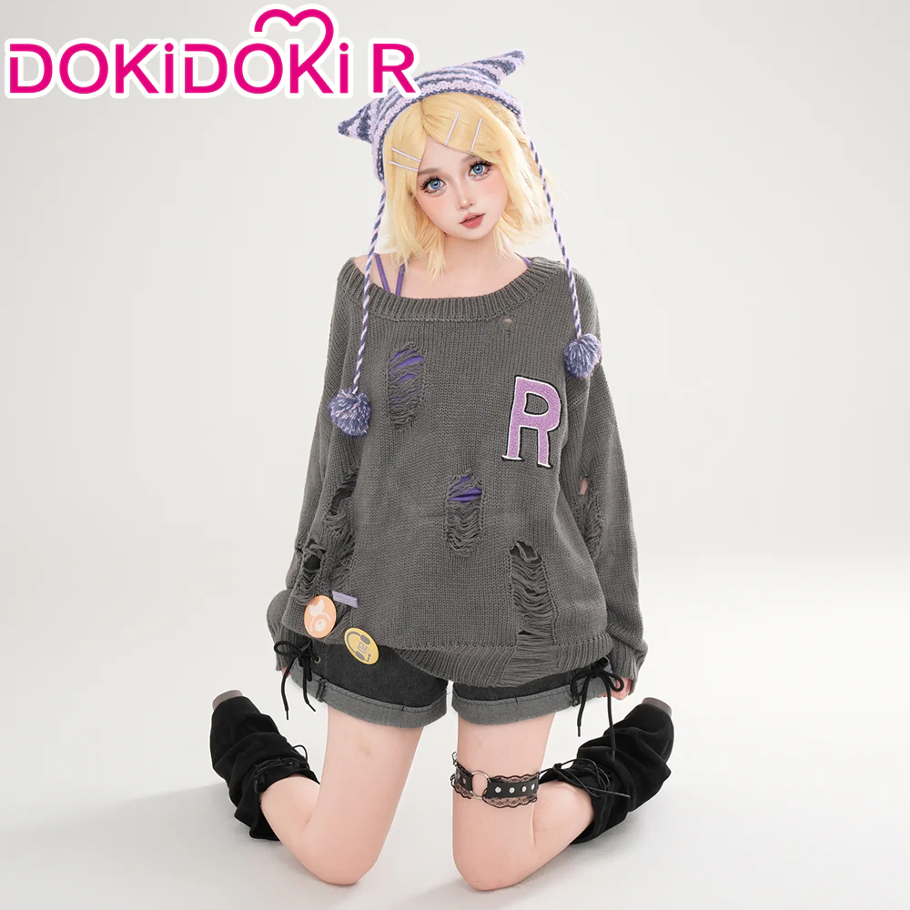 DokiDoki-R Vsinger Cosplay Kagamine Rinn X Don Quijote Costume Casual Wear Grey Sweater - Image 2