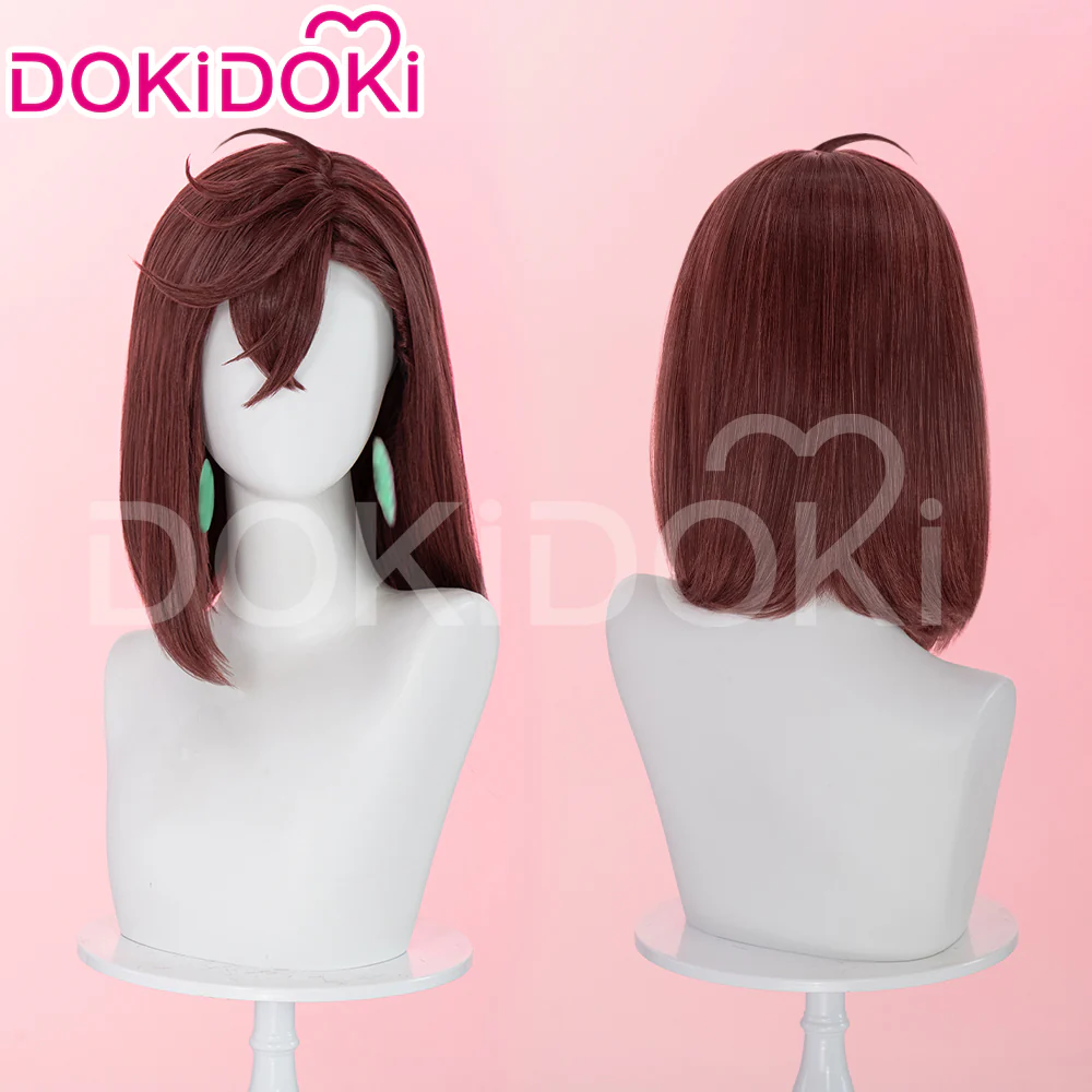 【Ready For Ship】【Front Lace】DokiDoki Anime DDD Cosplay Momo Ayase Wig / Earrings Brown Red Straight Hair - Image 2