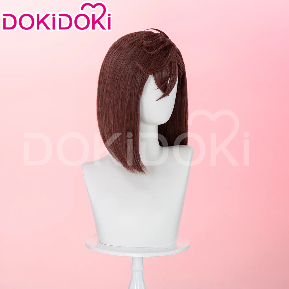 【Ready For Ship】【Front Lace】DokiDoki Anime DDD Cosplay Momo Ayase Wig / Earrings Brown Red Straight Hair - Image 4
