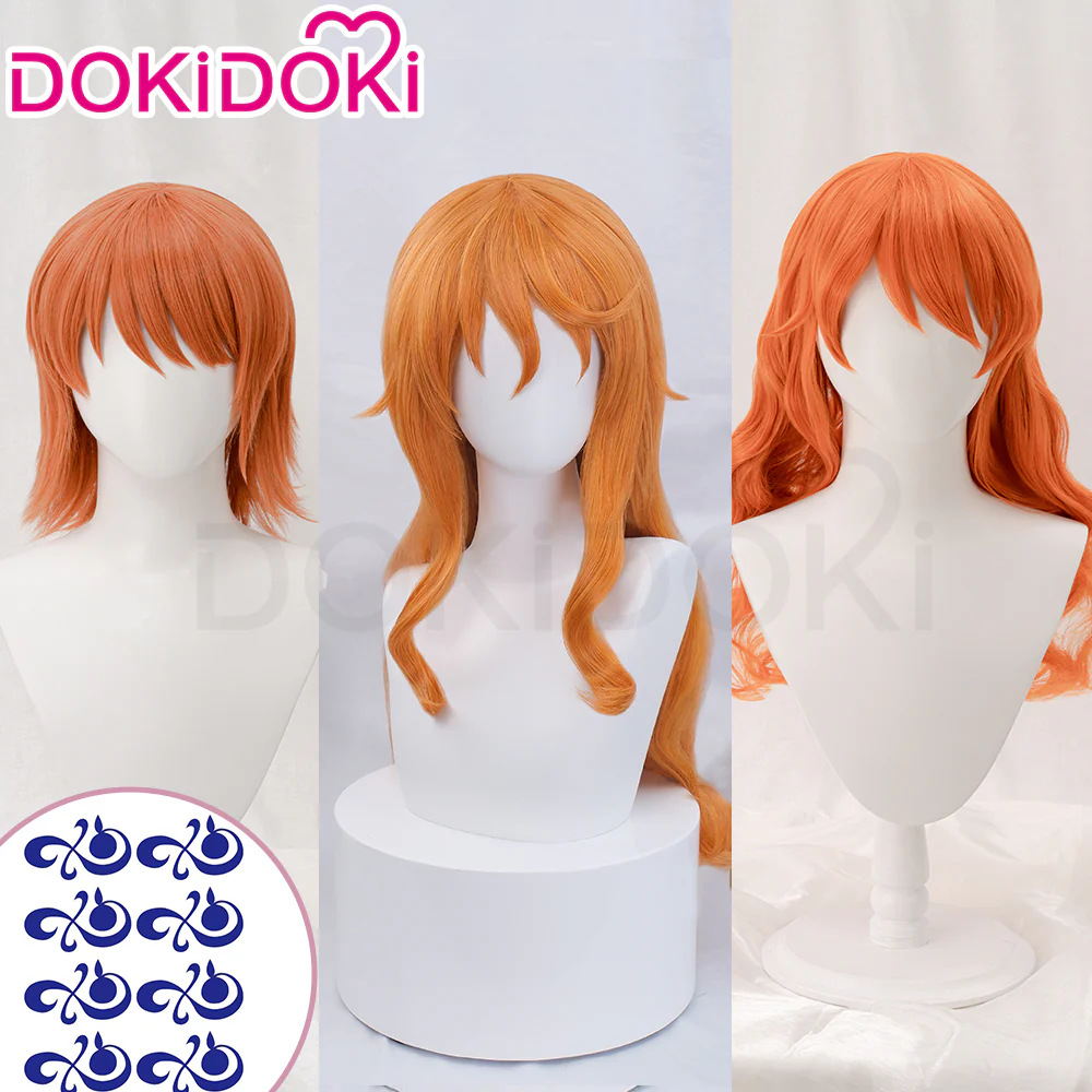【Partially Ready For Ship】DokiDok Anime Cosplay Short/ Long Orange Wig / Tattoo Sticker