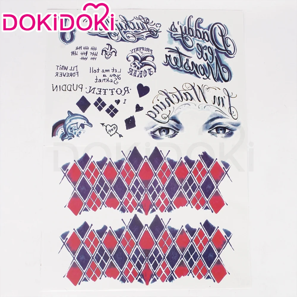 【Ready For Ship】DokiDok Anime Cosplay dyeing Wig / Tattoo Stickers/Earring  Long Curly Pink Blue Wig - Image 13