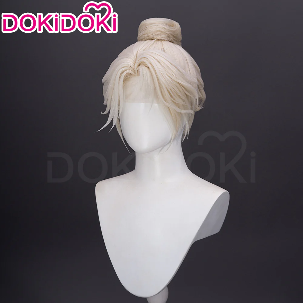 【Small Area Front Lace】DokiDok Game Where Winds Meet Cosplay Wen Wuque Wig Short Blonde Hair Bun Wen Wu Que - Image 3