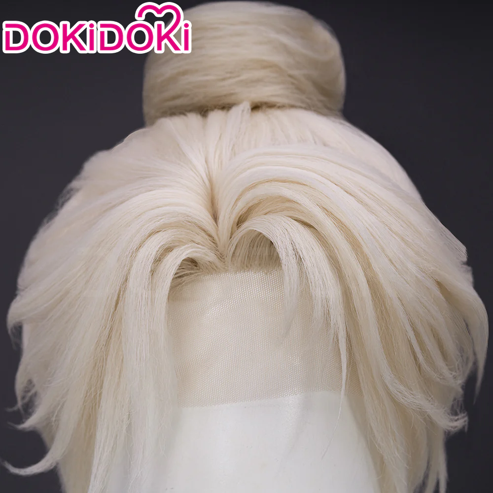 【Small Area Front Lace】DokiDok Game Where Winds Meet Cosplay Wen Wuque Wig Short Blonde Hair Bun Wen Wu Que - Image 4