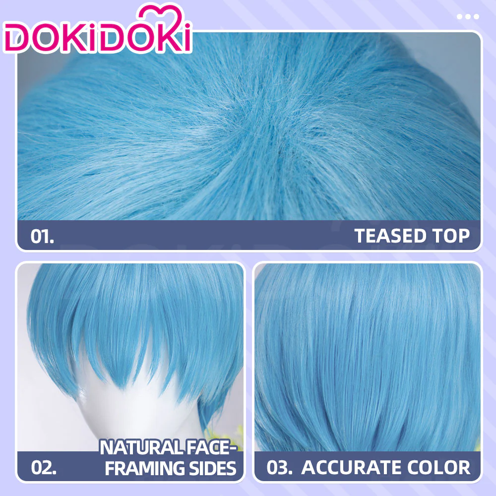 【Ready For Ship】DokiDok Manga Anime Cosplay Wig / Wreath Short Straight Blue Hair - Image 10