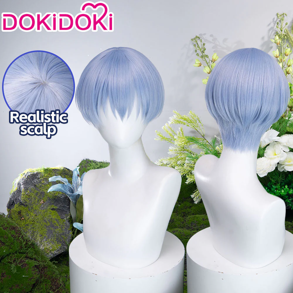 【Ready For Ship】DokiDok Manga Anime Cosplay Wig / Wreath Short Straight Blue Hair - Image 2