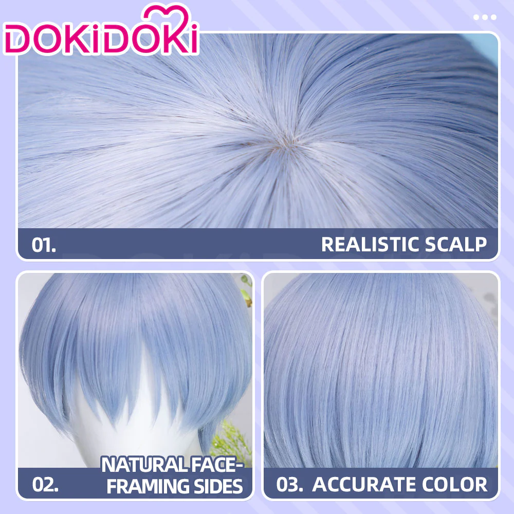 【Ready For Ship】DokiDok Manga Anime Cosplay Wig / Wreath Short Straight Blue Hair - Image 5