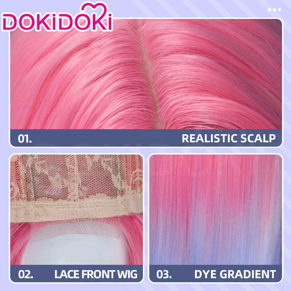【Partially Ready For Ship】【Small Area Front Lace】DokiDoki Music Video Cosplay Wig / Eyelashes Women Long / Short Curly Gradient Pink Hair - Image 13