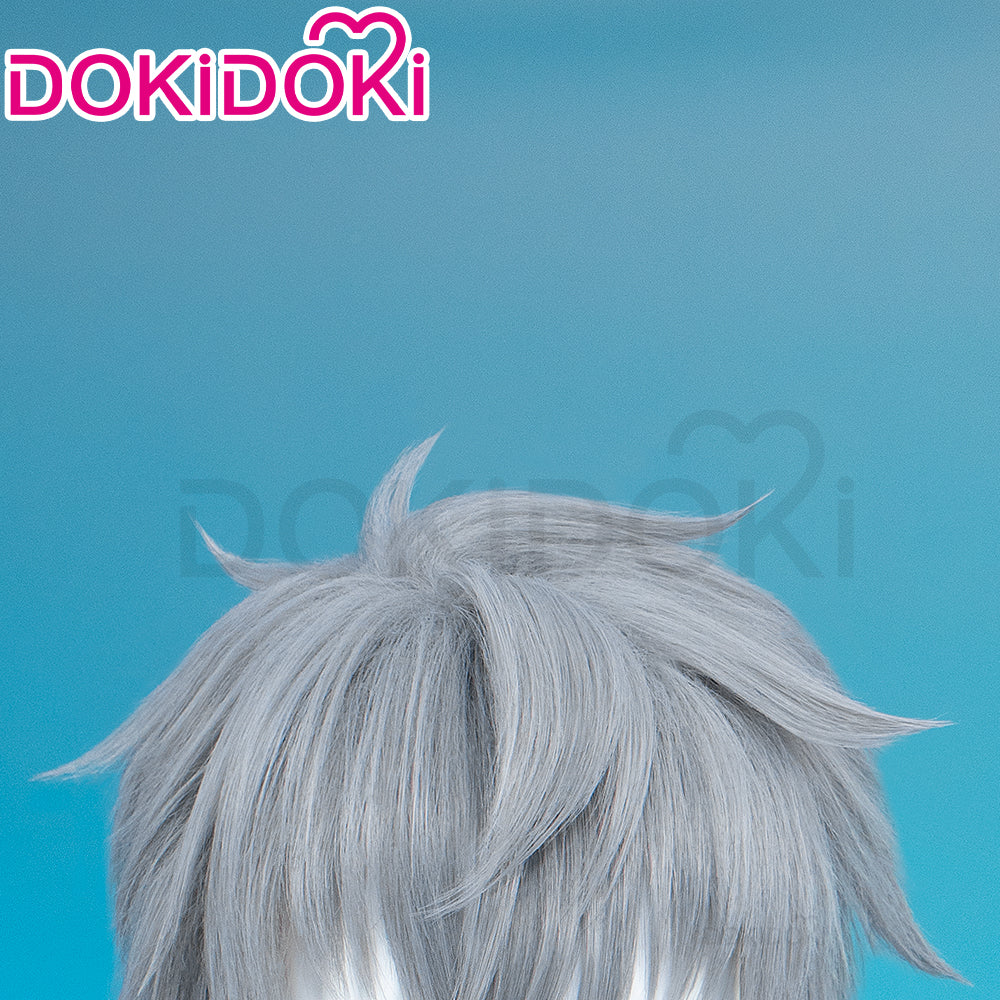 【Ready For Ship】DokiDoki Anime Cosplay Wig / Tattoo Sticker / Earring / Necklace Short Straight Grey Hair  28th Adult Version - Image 5