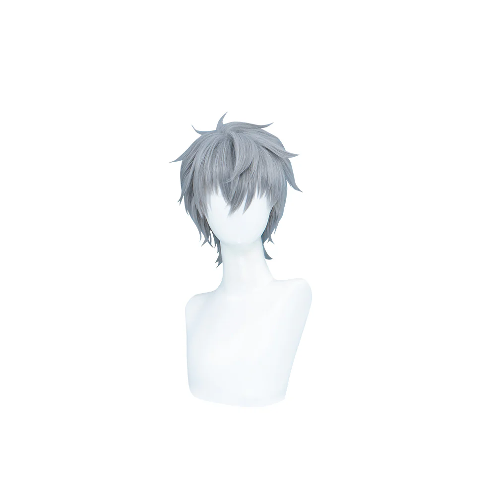 【Ready For Ship】DokiDoki Anime Cosplay Wig / Tattoo Sticker / Earring / Necklace Short Straight Grey Hair  28th Adult Version - Image 6