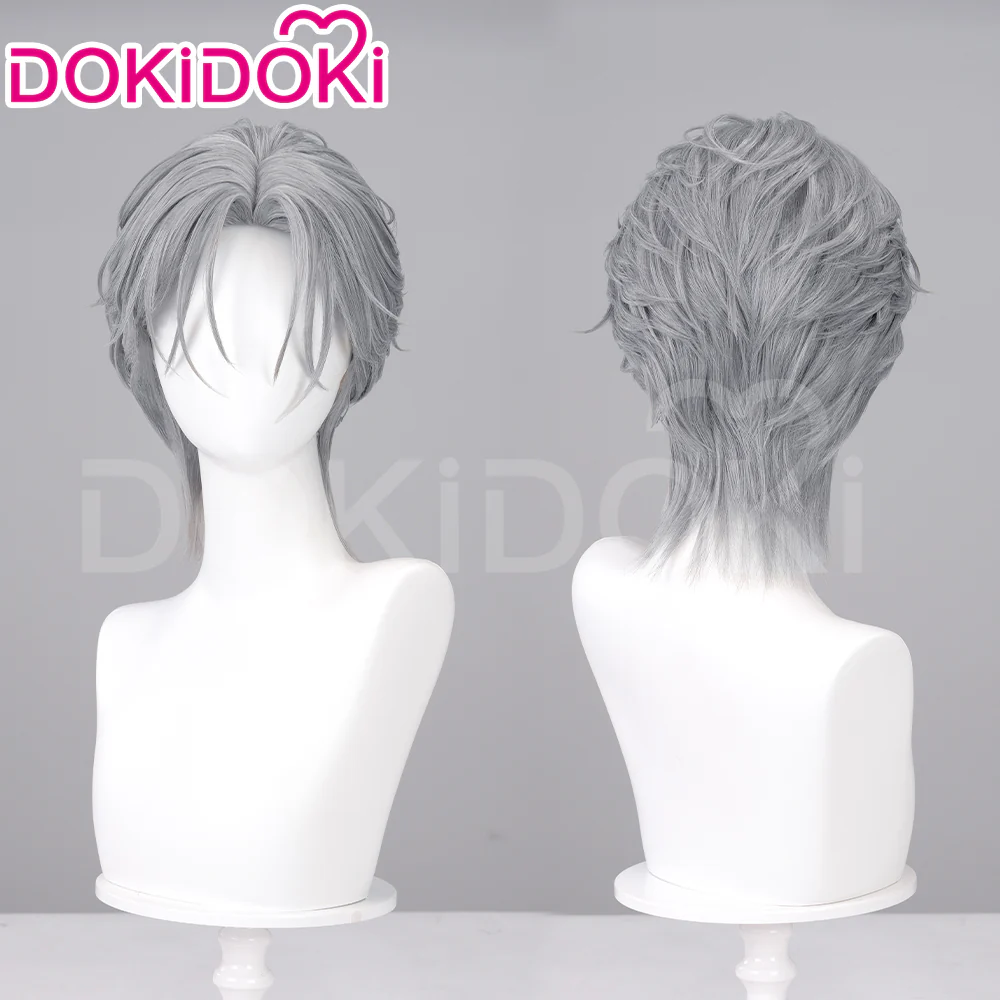 【Ready For Ship】DokiDoki Anime Cosplay Wig / Tattoo Sticker / Earring / Necklace Short Straight Grey Hair  28th Adult Version - Image 7