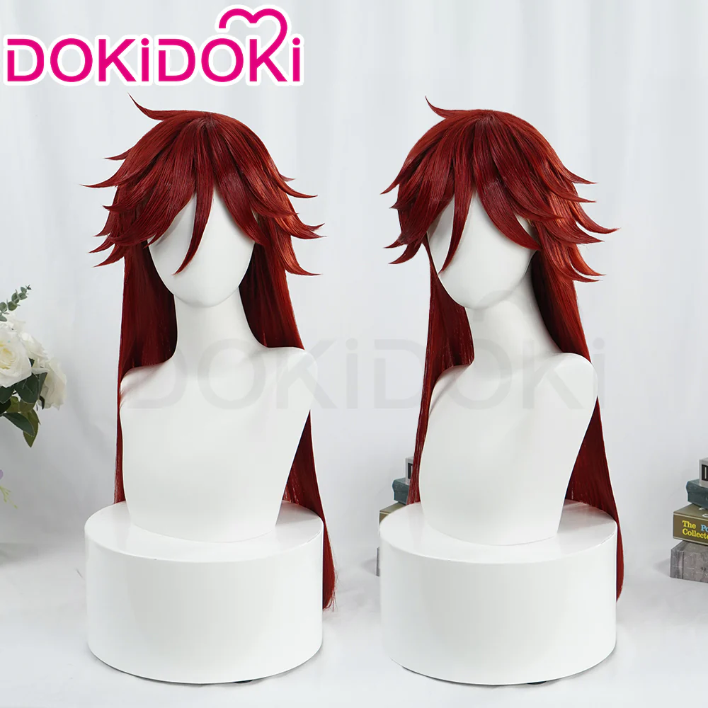 【Ready For Ship】DokiDoki Anime Black Butler Cosplay Grell Sutcliff Wig Long Straight Red Hair