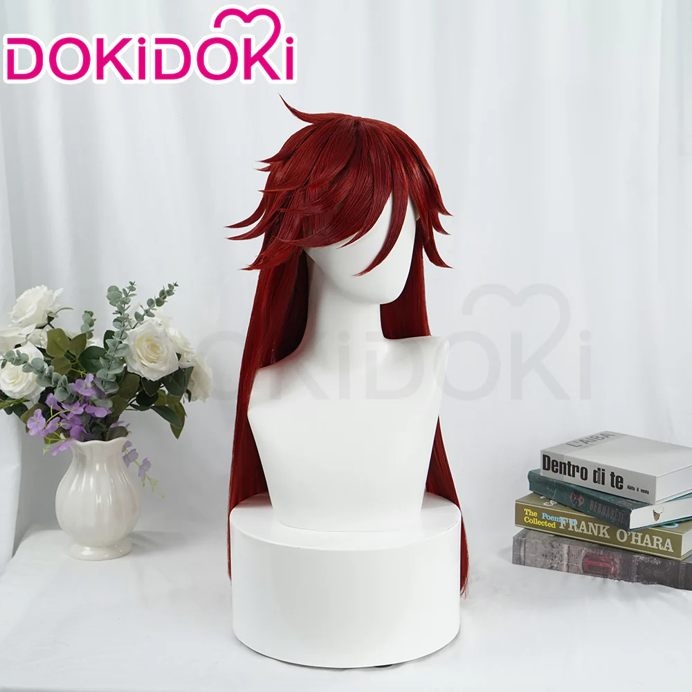 【Ready For Ship】DokiDoki Anime Black Butler Cosplay Grell Sutcliff Wig Long Straight Red Hair - Image 2