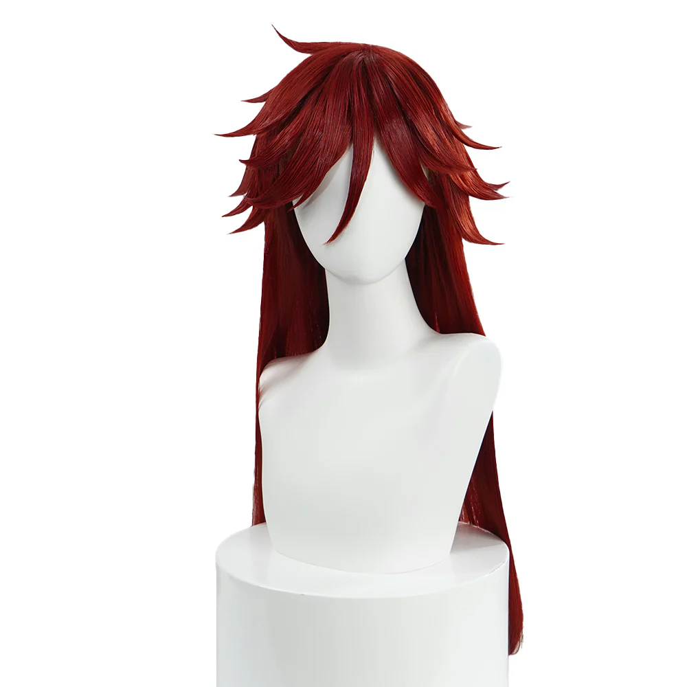 【Ready For Ship】DokiDoki Anime Black Butler Cosplay Grell Sutcliff Wig Long Straight Red Hair - Image 5